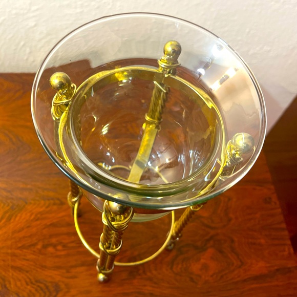 Vintage MCM Brass and Glass 11” Tall Candle Holder - Picture 3 of 8